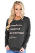 Sexy Stylish Letter Print Charcoal Long Sleeve Top